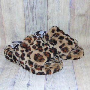 UGG Fluff Yeah Leopard Slide Slippers Womens Size 8